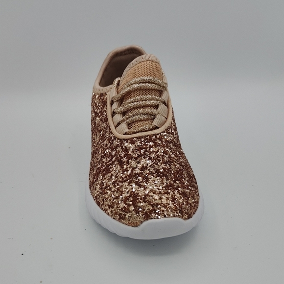 Glittery Rose Gold Kids Sneakers - Picture 8 of 8